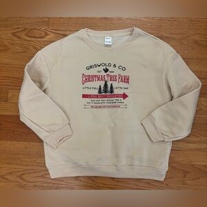 Shein Griswold Sweatshirt Womens XL Tan Thermal Lined  Christmas Sweater New